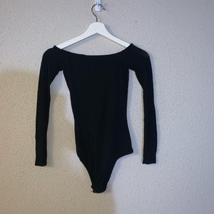 Skin Tight Black Off the Shoulder Bodysuit